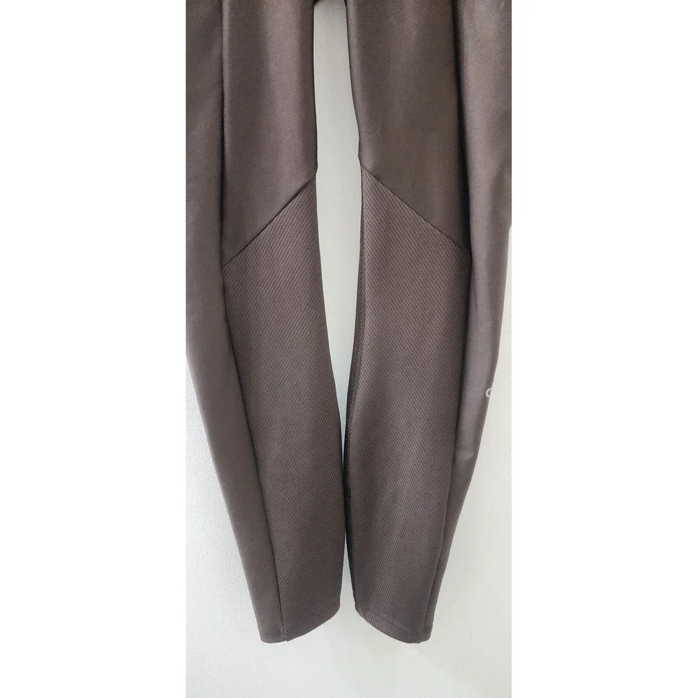 Alo Yoga High-Waist Cargo Leggings Espresso Brown Ribbed Pockets XS